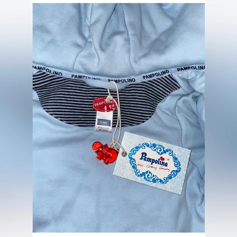 Pampolina Soft Cozy Light Blue‎ Snap Baby Hoodie Jacket 6 Months NWT